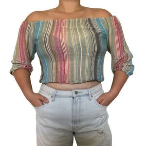Elan Boho Crop Top Off the Shoulder Size Medium